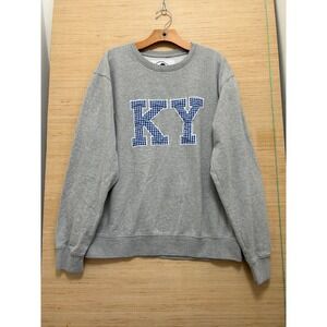 Kentucky Branded Gray KY Gingham Applique Crewneck Sweatshirt Mens XL Pullover